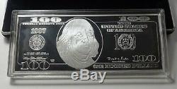 $100 Franklin 4 Oz. Silver Proof Washington Mint 1997 Box & COA