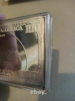 $100 Silver Bar The Washington Mint 4 Troy Ounce 1997 Franklin With COA