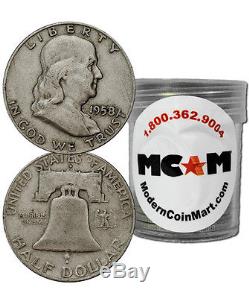 $10 Face Value 20 Coins 90% Silver Franklin Half Dollars Avg Circ SKU32668