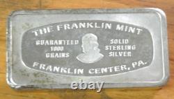 10 Franklin Mint 1000 Grain Sterling Silver Bars OF BANKS