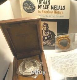 10 Ozs SILVER Mescalero APACHE Turnabout INDIAN PEACE MEDAL M=350 + Prucha Book