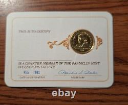11 Franklin Mint Charter Member Collectors Society Cards withGold on Silver Coin