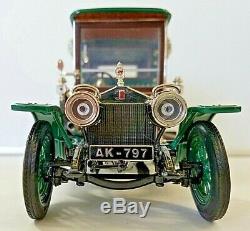 124 Franklin Mint Green 1907 Rolls Royce Silver Ghost Open Drive Limousine Box