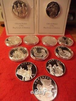 (12) 1972 Franklin Mint Spirit Of Scouting Silver Medallion Set Of 12