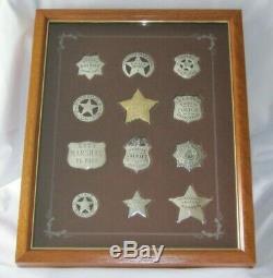12 Collectable 1987 Franklin Mint Sterling Silver Western Lawmen Police Badges