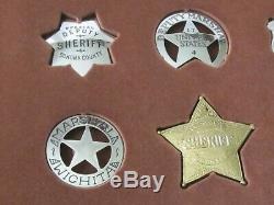 12 Collectable 1987 Franklin Mint Sterling Silver Western Lawmen Police Badges