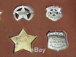 12 Collectable 1987 Franklin Mint Sterling Silver Western Lawmen Police Badges