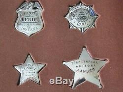 12 Collectable 1987 Franklin Mint Sterling Silver Western Lawmen Police Badges