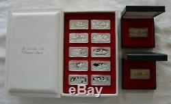 (12) FRANKLIN MINT CHRISTMAS STERLING SILVER INGOTS 1970's & 1980s COA/BOXES