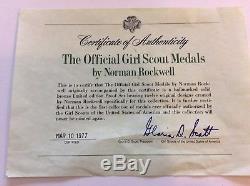 12 Franklin Mint Bronze Girl Scout Medals Norman Rockwell in Case