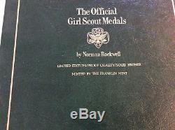 12 Franklin Mint Bronze Girl Scout Medals Norman Rockwell in Case