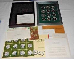 12 Franklin Mint Sterling Silver Medals Norman Rockwell Spirit of Scouting COA