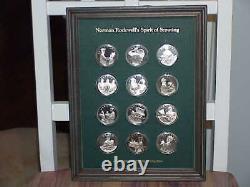 12 STERLING SILVER FRANKLIN MINT NORMAN ROCKWELL SPIRIT OF SCOUTING COINS 10 oz