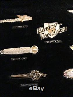 12 Silver & Gold Harley Davidson Tank Insignia Badges Set