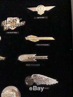 12 Silver & Gold Harley Davidson Tank Insignia Badges Set