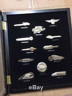 12 Silver & Gold Harley Davidson Tank Insignia Badges Set Franklin Mint Complete
