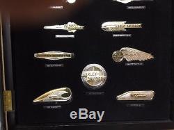 12 Silver & Gold Harley Davidson Tank Insignia Badges Set Franklin Mint Complete