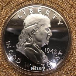 12 oz Silver Benjamin franklin Half Dollar 1948 Round