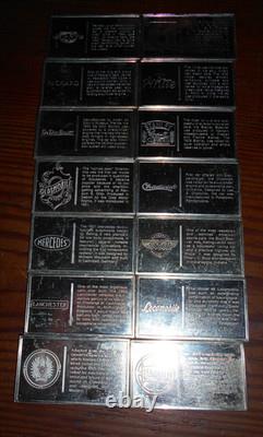 14 Vintage Franklin Mint Sterling Silver Bars/Ingots with Cars, 14,000 Grains 925