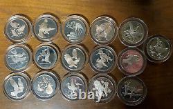 16 1970s Franklin Mint 2 oz. 925 Sterling silver Roberts Birds Medals