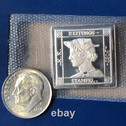 1856 Austria, Zeitungs Stampel, Red Mercury, The Franklin Mint Silver Stamp Bar