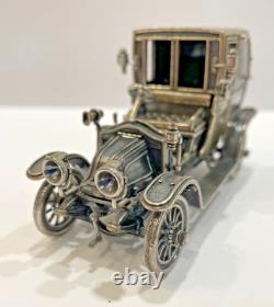 1910 Renault Marne Taxi in Sterling Silver Die Cast Model Car By Franklin Mint