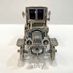 1910 Renault Marne Taxi in Sterling Silver Die Cast Model Car By Franklin Mint