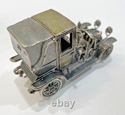 1910 Renault Marne Taxi in Sterling Silver Die Cast Model Car By Franklin Mint