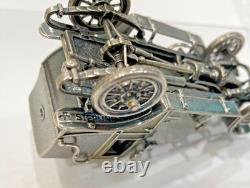 1910 Renault Marne Taxi in Sterling Silver Die Cast Model Car By Franklin Mint