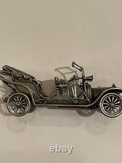 1911 Renault Taxi, Sterling Silver Vintage Franklin Mint, Silver Car Miniatures