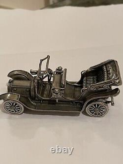 1911 Renault Taxi, Sterling Silver Vintage Franklin Mint, Silver Car Miniatures