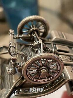 1911 Renault Taxi, Sterling Silver Vintage Franklin Mint, Silver Car Miniatures