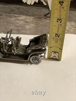 1911 Renault Taxi, Sterling Silver Vintage Franklin Mint, Silver Car Miniatures