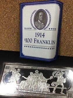 1914 $100 Franklin 16 Troy Ounces. 999 Pure Silver Bar VERY RARE