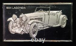 1934 Lagonda British Sports Car Vehicle Franklin Mint 2oz 925 Silver bar C3287