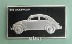 1938 Volkswagen Beetle 1000 Grains Sterling Silver Bar Franklin Mint 1.927oz ASW