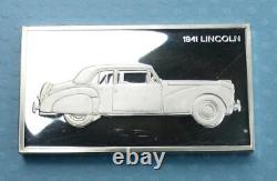 1941 Lincoln V-12 1000 Grains Sterling Silver Bar, Franklin Mint, 1.927oz ASW
