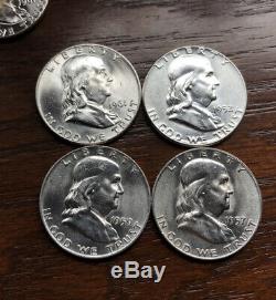 1948-1963 Silver Franklin Half Dollar Bu-au Brilliant Full Roll 20 Coins