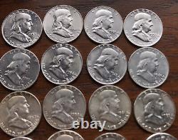 1948-1963 Silver Franklin/ Walking Liberty Half Dollar Roll. 20 Coin Lot