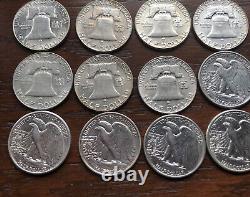 1948-1963 Silver Franklin/ Walking Liberty Half Dollar Roll. 20 Coin Lot