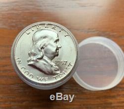 1951-1963 Silver Franklin Half Dollar Bu Roll! Choice Unc 20 Coin Roll