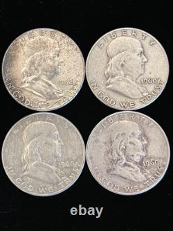1962, 61 & 60 Roll -20- Franklin Half Dollars Mixed Dates 90% Silver (Lot B201)
