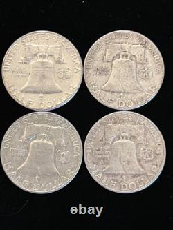 1962, 61 & 60 Roll -20- Franklin Half Dollars Mixed Dates 90% Silver (Lot B201)