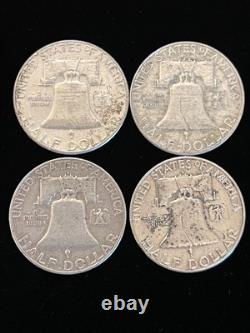 1962, 61 & 60 Roll -20- Franklin Half Dollars Mixed Dates 90% Silver (Lot B201)