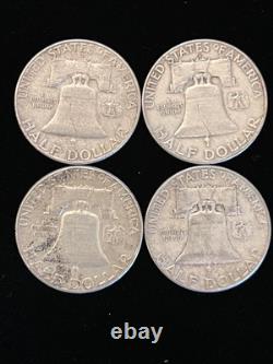 1962, 61 & 60 Roll -20- Franklin Half Dollars Mixed Dates 90% Silver (Lot B201)
