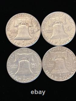 1962, 61 & 60 Roll -20- Franklin Half Dollars Mixed Dates 90% Silver (Lot B201)