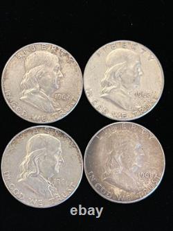 1962, 61 & 60 Roll -20- Franklin Half Dollars Mixed Dates 90% Silver (Lot B201)
