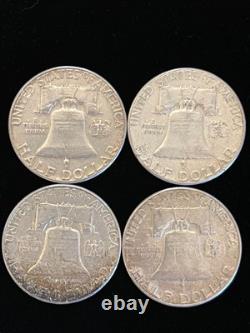 1962, 61 & 60 Roll -20- Franklin Half Dollars Mixed Dates 90% Silver (Lot B201)
