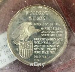 1967 Franklin Mint Sterling Silver 35 US Presidents/Box Approx. 14.9 troy OZ
