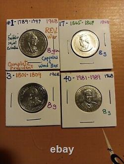 1968 President Collection 40 Coins Sherry Wood Case Franklin Mint 8 grams